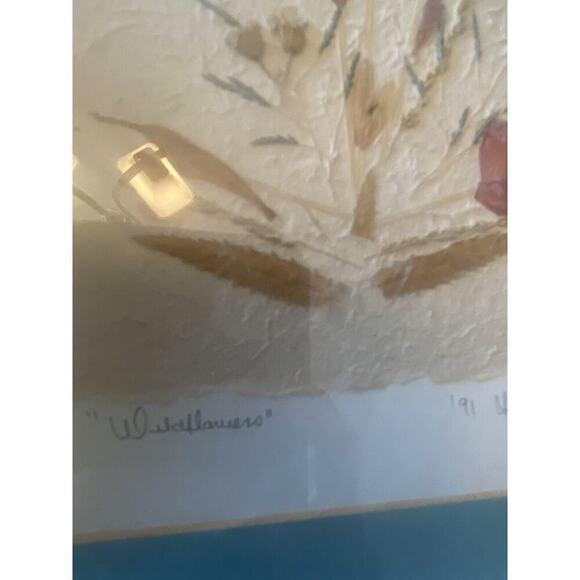 Vintage Framed Dried Wildflowers-Painted Over & Signed By Artist 1991 9x11 Frame - Picture 3 of 8
